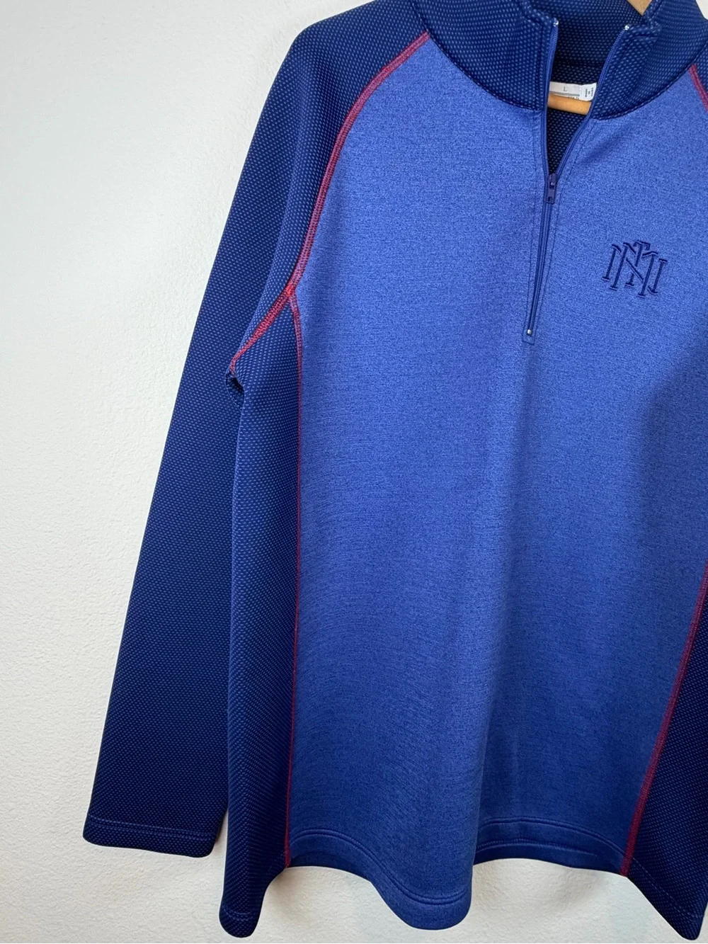 Criquet Quarter Zip Pullover Blue Raglan Long Sleeve Performance Shirt Sz Large